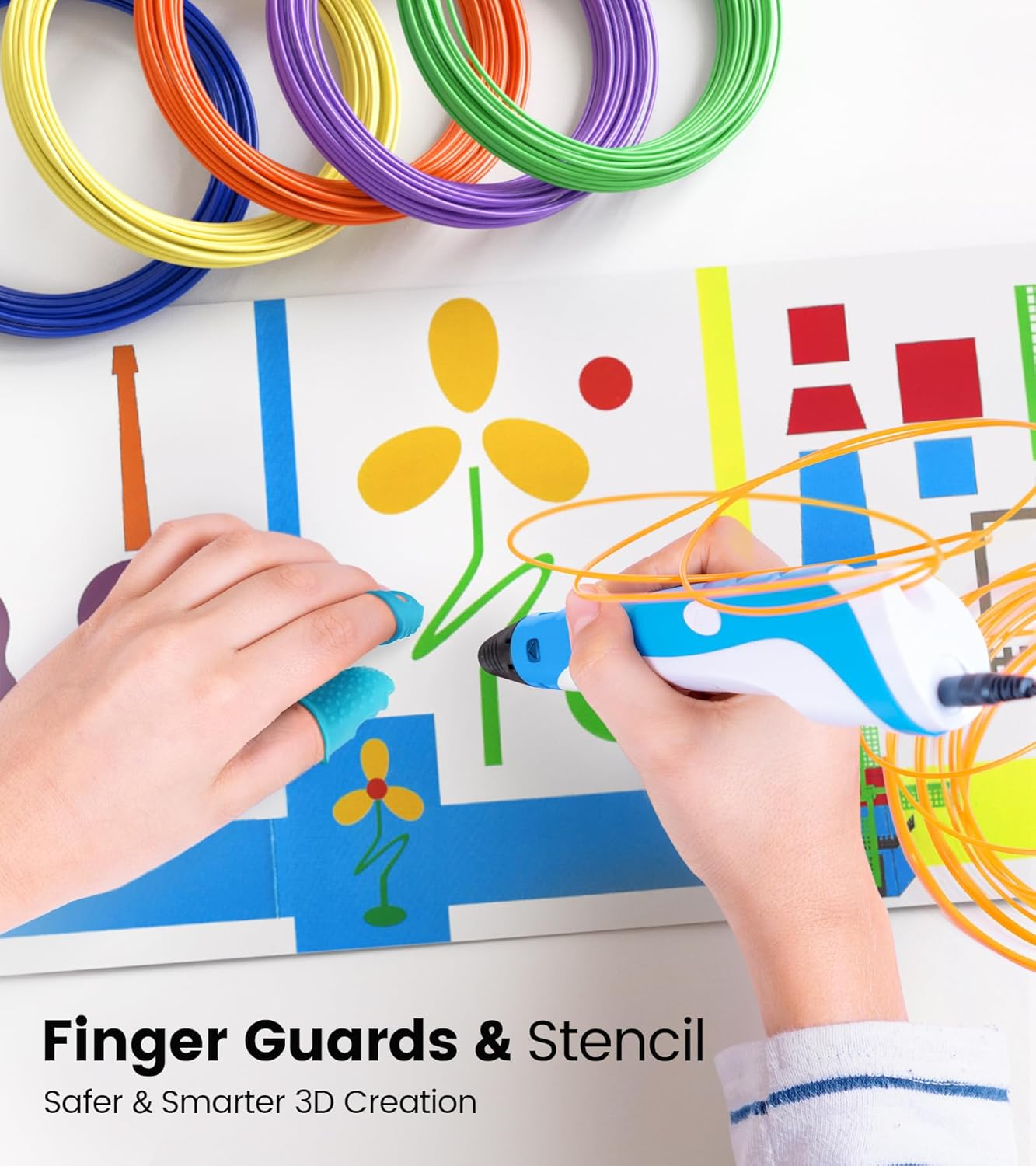 3D Pen Filament Refills 15 Colors, 16 Ft per Color Total 240 Ft 1.75 Mm Filament Compatible with SCRIB3D MYNT3D 3D Pen Comes with 2 Finger Caps & Drawing Guide Book [3D Pen NOT Include] image number 2