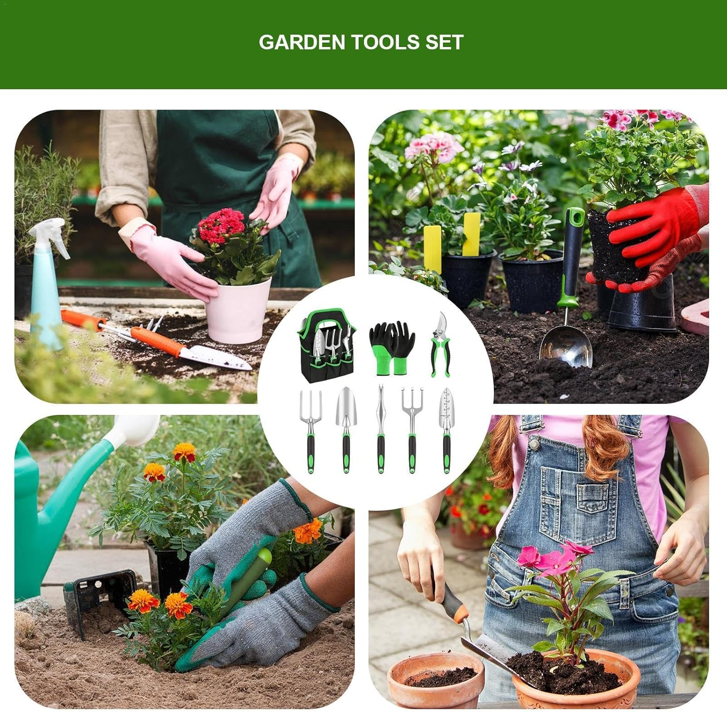 Outdoor Gardening Supplies - Metal Portable Gardening Supplies Hand Tools for Outdoor,18X Ergonomic Garden Pruning Tools with Storage Bag for Men Women Gardening Enthusiasts image number 5