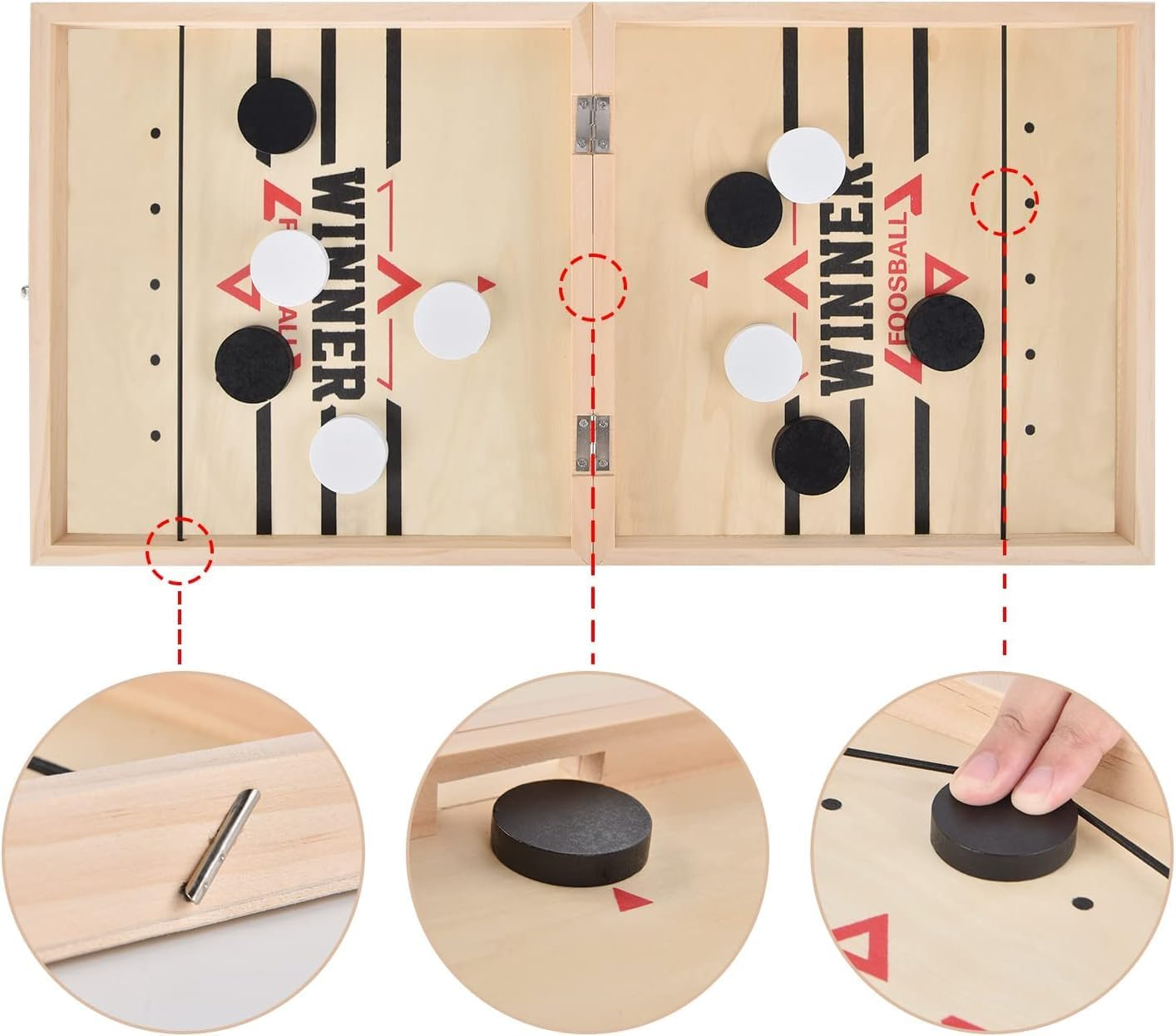 Large Fast Sling Puck Game Super Wooden Chess Set Board Games for Family Game Night and Party with Friends Winner Foosball and Rapid Bored Games Set，Board Games for Kids 8-12 image number 2