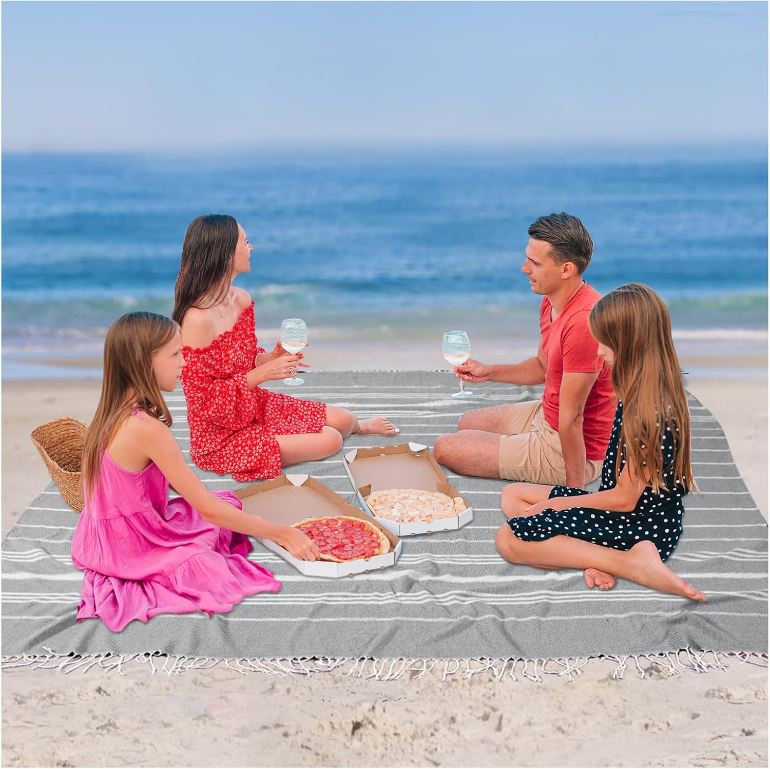 Giant Turkish Beach Towel Blanket Extra Large Boho Throw Blanket Jumbo Fast Drying Soft Thin Sandless Compact Oversized No Sand Repellent anti Resistant Repels Sandfree Chamois Women Men Adult Gifts