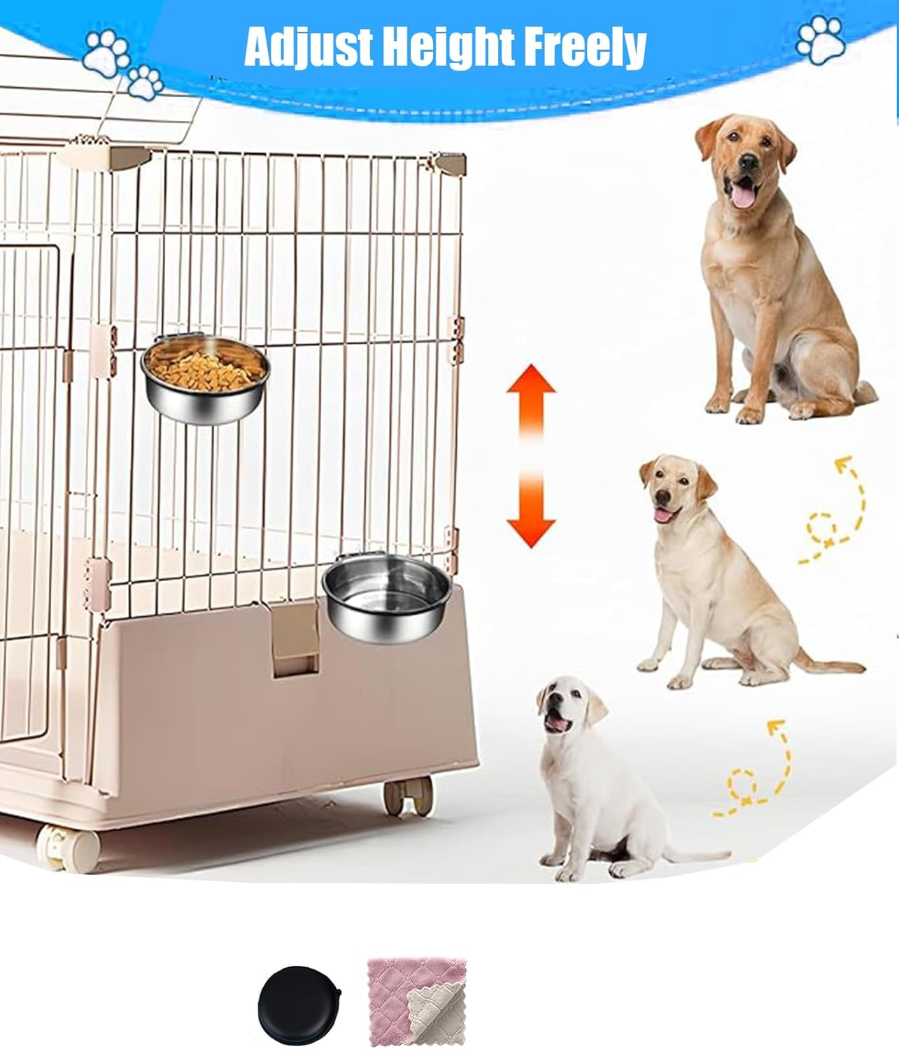 Stainless Steel Dog Bowls, Stainless Steel Dog Bowls, No - Spill Dog Crate Bowls (Water & Food) - Hanging Kennel Water Container