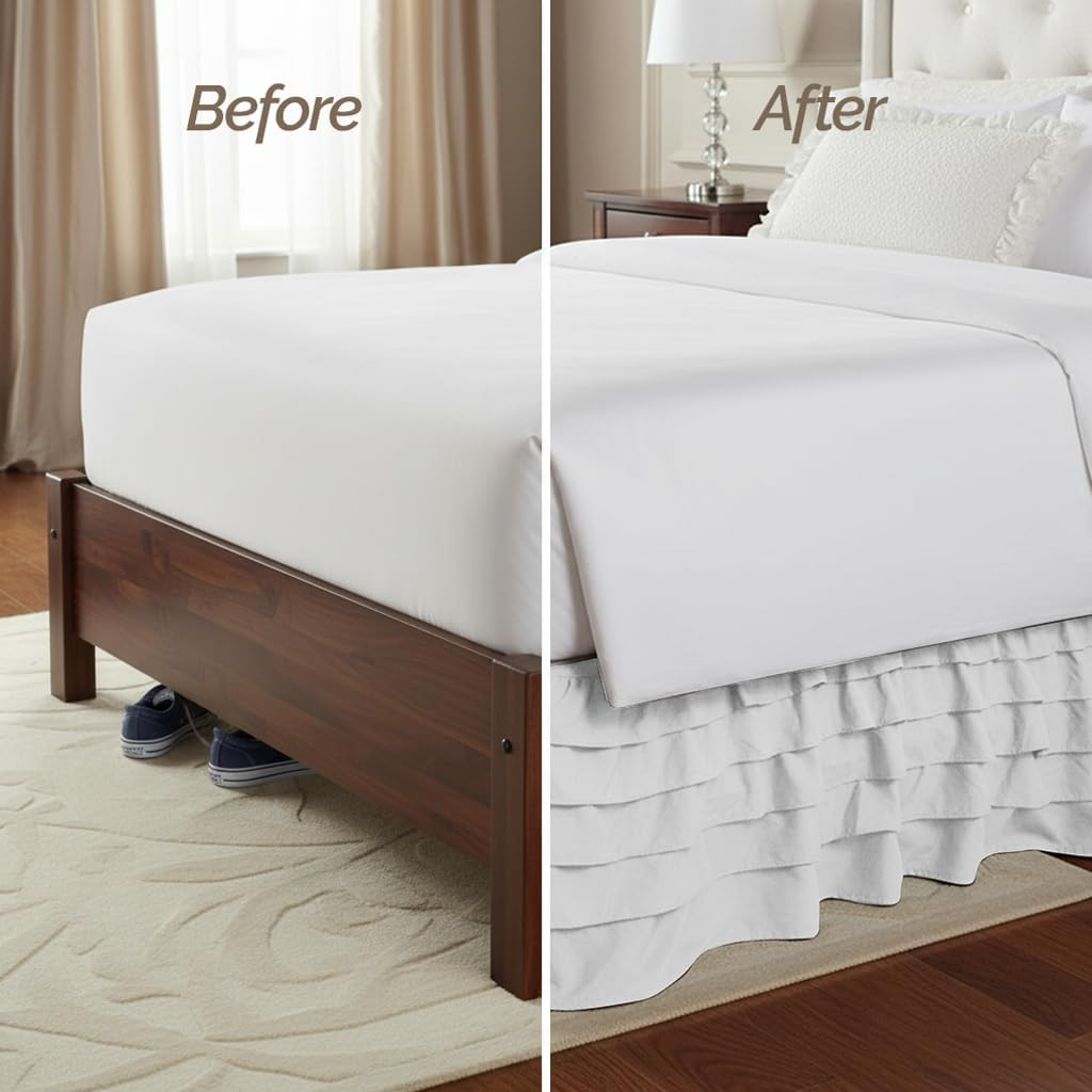 Elegant Comfort Luxurious Premium Quality 1500 Premier Wrinkle and Fade Resistant Hotel Quality Microfiber Multi-Ruffle Bed Skirt - 13Inch Drop, Twin, White image number 2