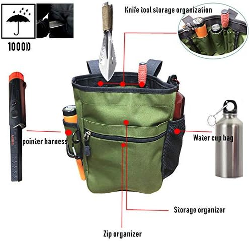 Shrxy Metal Detecting Finds Bag Waist Digger Pouch Tools Bag for Pinpointer Garrett Detector Xp Propointer Accessories (Green) image number 5