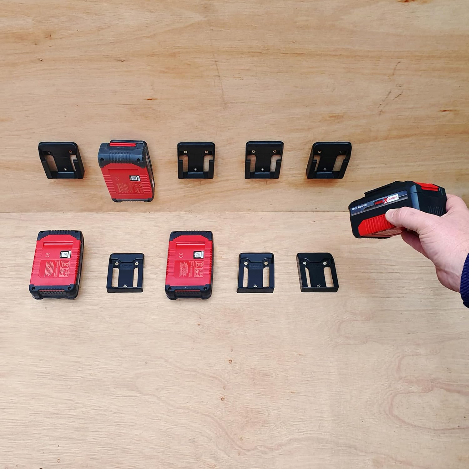 Stealthmounts Battery Holder for Einhell 18 V, Wireless Battery Holder for Einhell 18 V Power Tools, Pack of 6, Black Battery Organiser for Einhell 18 V image number 4