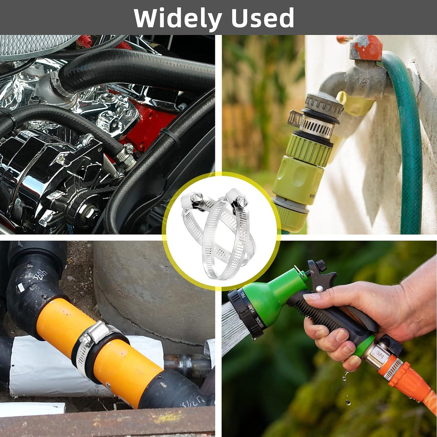 Hose Clamp, DIY 13 FT Metal Strapping with Holes + 8 Fasteners, Large Adjustable Worm Gear Hose Clamps Stainless Steel Pipe Clamps Band Clamp for Pipe Automotive Mechanical Applications image number 1