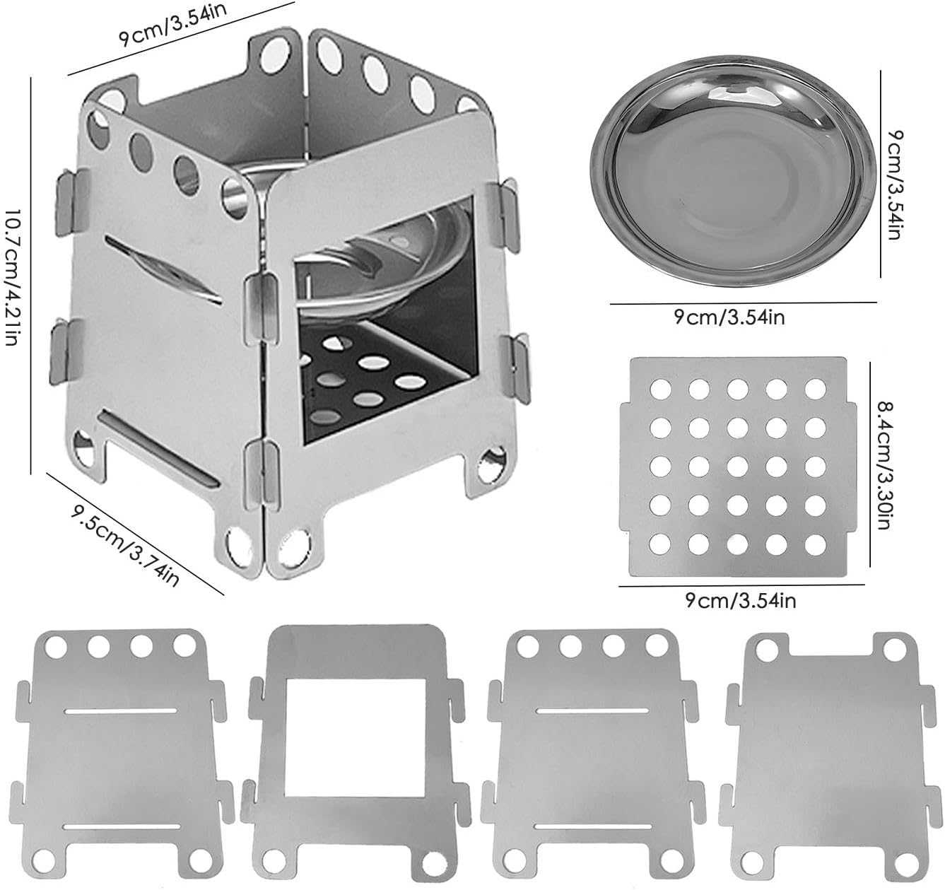 Wood Camping Stove | Stainless Steel Wood Burning Stove | Alcohol Burner for Picnic BBQ Camp Hiking, Lightweight Cooking Gear image number 4