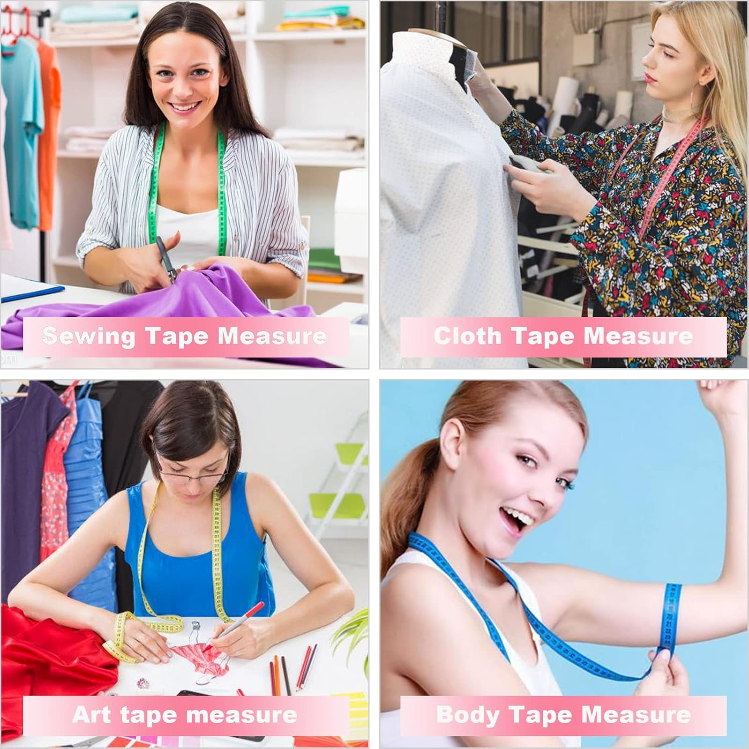 6 Packs Soft Body Tape Measure Measuring Tape for Body Double Scale Small Fabric Sewing Tailor Cloth Waist Pink Measuring Tape Measure for Body Measurements Weight Loss, 150Cm/60Inch image number 5