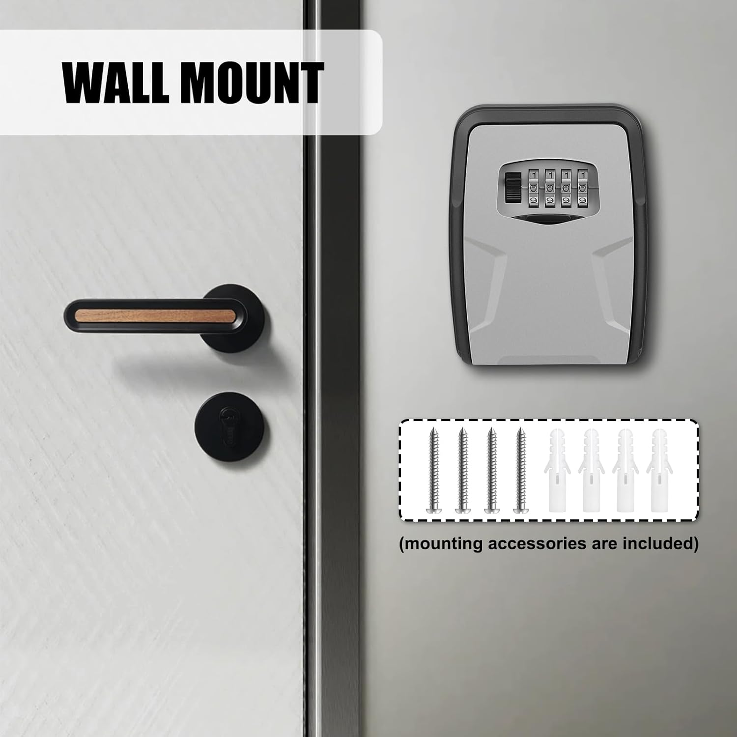 Diyife Large Key Boxes Wall Mounted, [10 Keys] Key Lock Box Outdoor for House, Car Keys, Cards, 4-Digit Combination Waterproof Lock Box Key Safe, Security Box for Home Office Garage School Airbnb-Grey image number 1