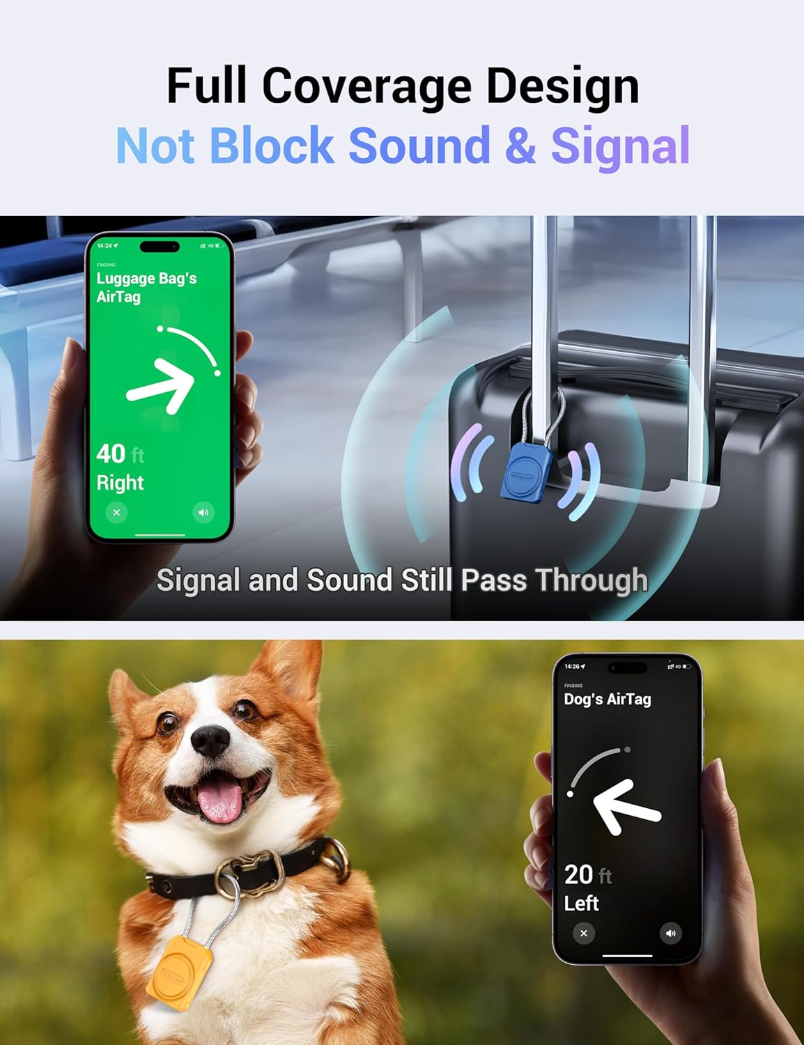 Profezzion Secure Airtag Holder with Metal Wire Cable for Luggage, IPX8 Waterproof Hard Shell Hidden Air Tag Case with Allen Key Locking System for Travel Suitcase, Backpacks, Keys, Pets & More