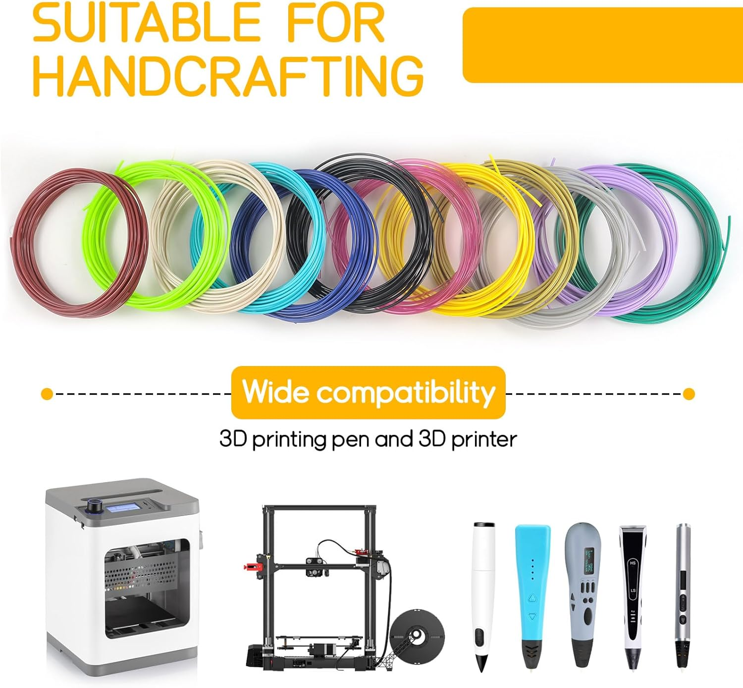 40 Colors 3D Printer Pen Filament Refills, PLA Filament 1.75Mm, Each Color 16.4 Feet, Total 656.1 Feet, Multicolored Filament Bundle Dimensional Accuracy +/- 0.02 Mm (Colorful)