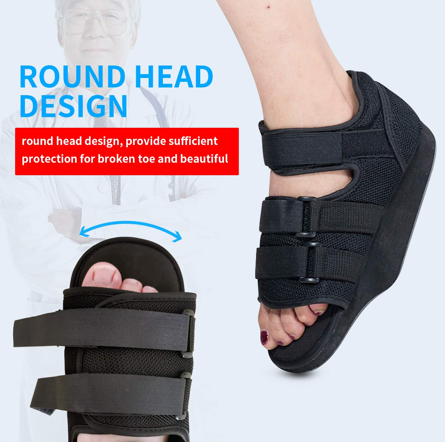 Post Op Shoe for Broken Toe Surgery Forefoot Offloading Healing Boot Post Surgical Wedge Foot Splint for Surgery for Men and Women (Small) image number 3