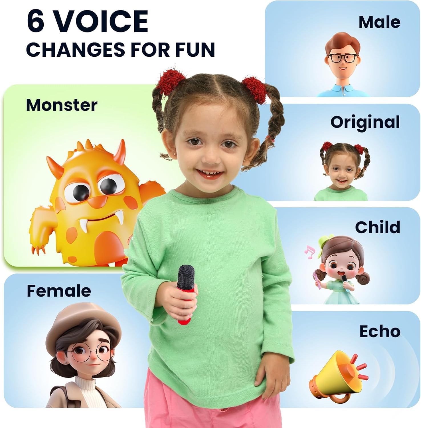 Kids Karaoke Machine, Adult Karaoke Machine with 2 Wireless Microphones, Portable Bluetooth Speaker Gift with Colorful Lights for Boys Girls Toy Family Train Dance Guide Party (Red) image number 2