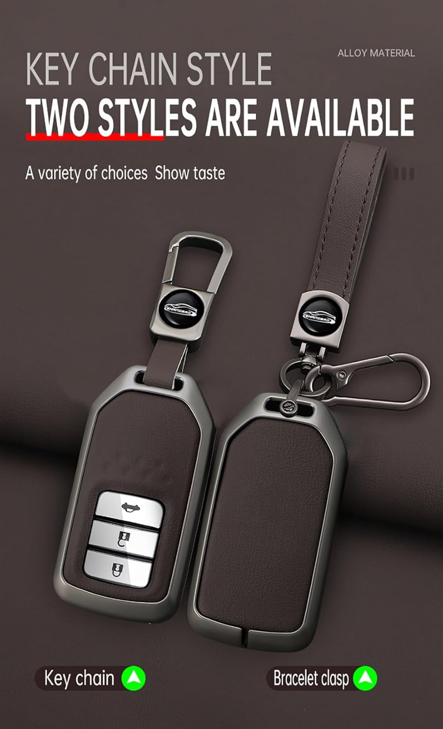 Ontto Alloy Leather Remote Key Fob Cover Fit for Honda Accord Civic CR-V Fit HR-V Pilot EX Odyssey Crosstour Ridgeline 2/3/4 Buttons Key Shell Case Keyring Key Holder Bag Keychian Accessories - A-Black image number 6