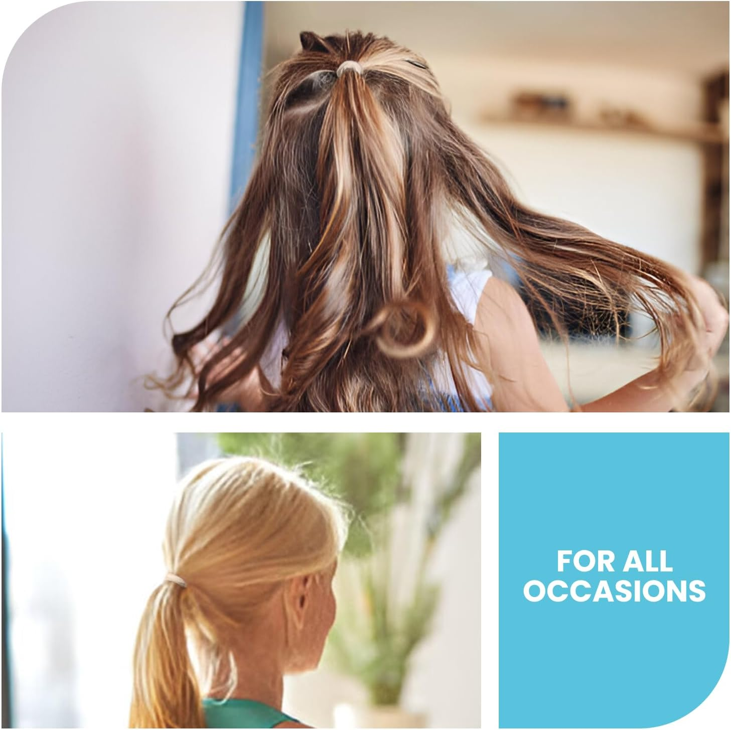 HOYOLS Soft Large Seamless Hair Ties, Gentle Stretch Nylon Ponytail Holder Bands for Thick Heavy Curly Hair, No Slip No Damage Scrunchies Headbands 100 Pcs (Light Blonde) - 10 Colors Set image number 5