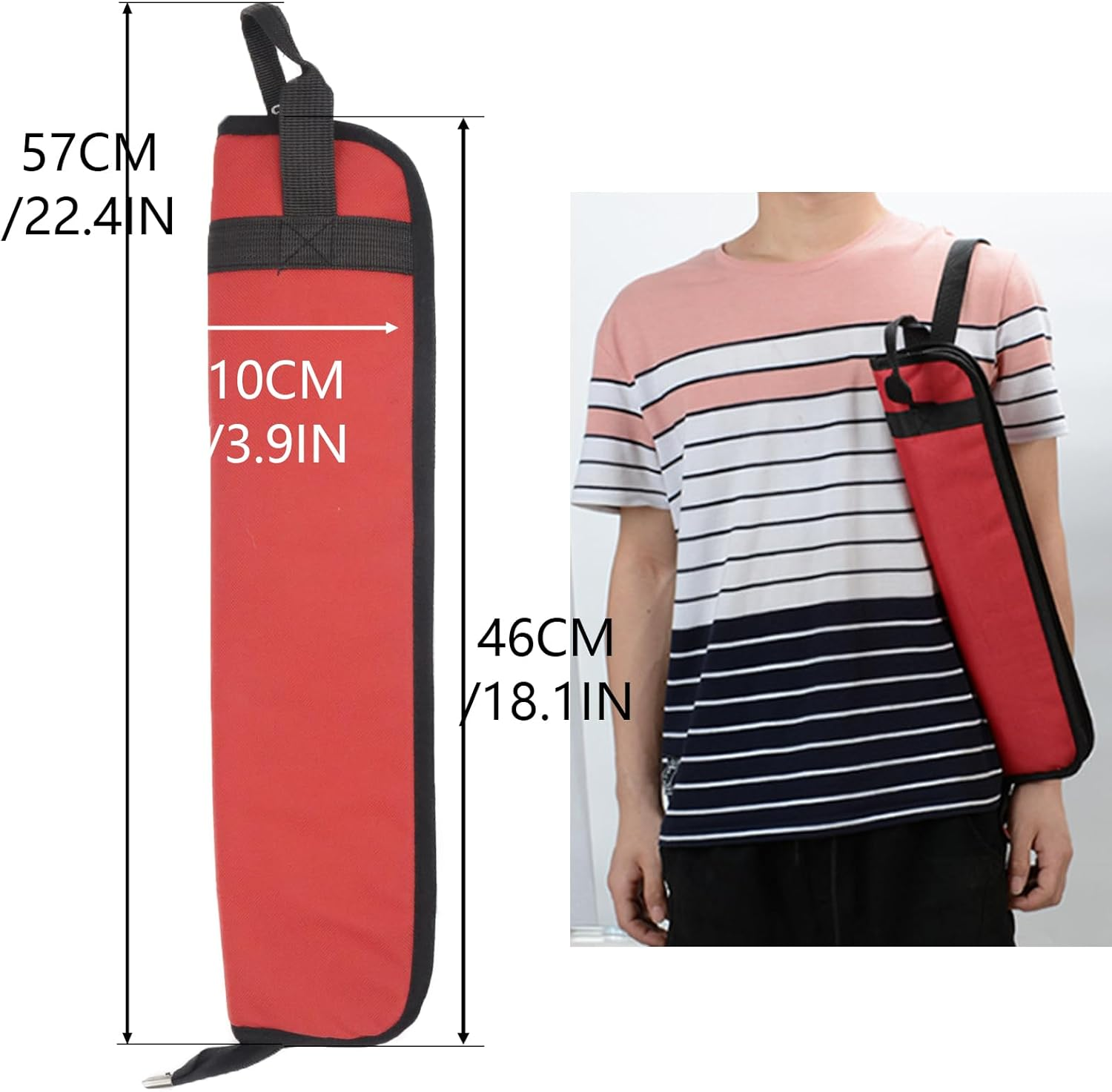 Portable Drumstick Storage Case, Small Hanging Holder with Hooks inside for Drum Set Mallet and Percussion Sticks