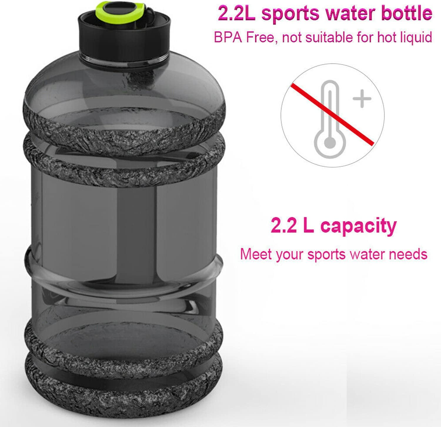 Water Jug 2.2L Large Sport Water Bottle Big Capacity Water Bottwle Cap Drink Kettle BPA Free Sport Gym Training Workout image number 6