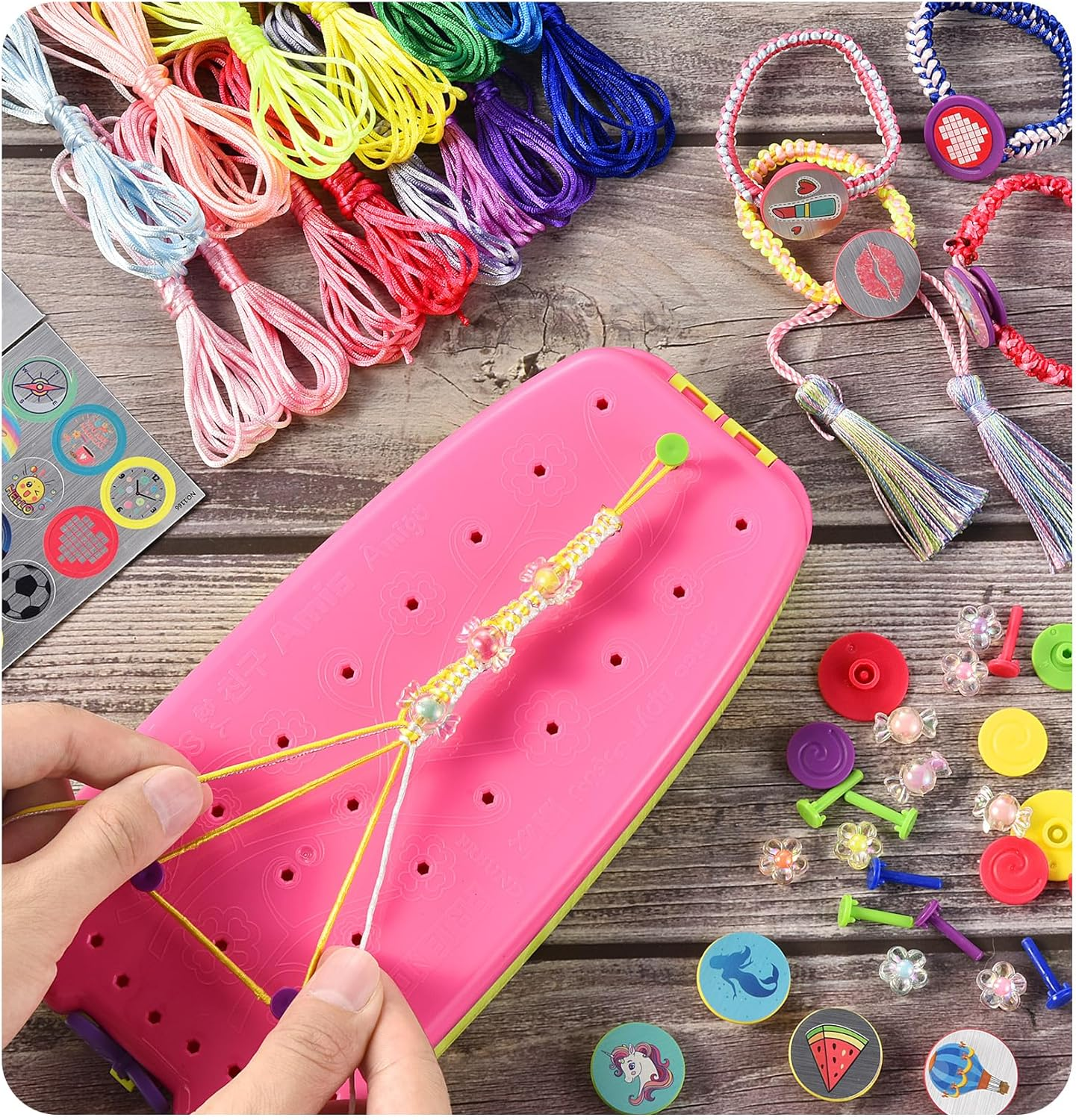 Friendship Girls Bracelet Making Kit - DIY Bracelet Kits Kids Toys Girls Gifts Ideas Ages 6 7 8 9 10 11 12 Year Old Birthday Present for Teen Girl Arts and Crafts String Maker Tool Travel Activity Set image number 6