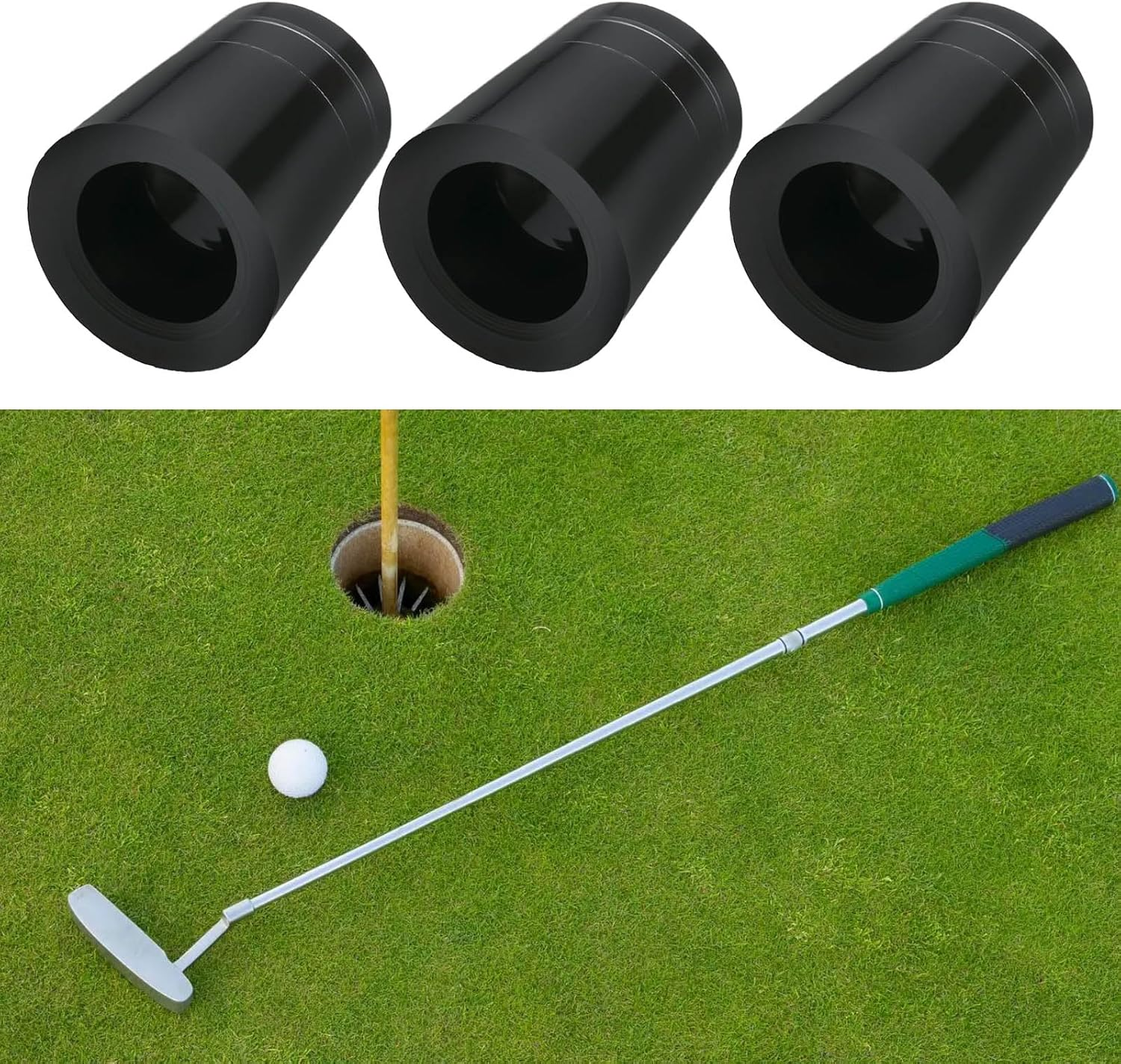 12Pcs Iron Ferrules Golf Ferrules Double Silver Ring Rubber Sleeve Conical Golf Club Ferrule for 0.355 Club 8.6X16X13.5Mm Black image number 5
