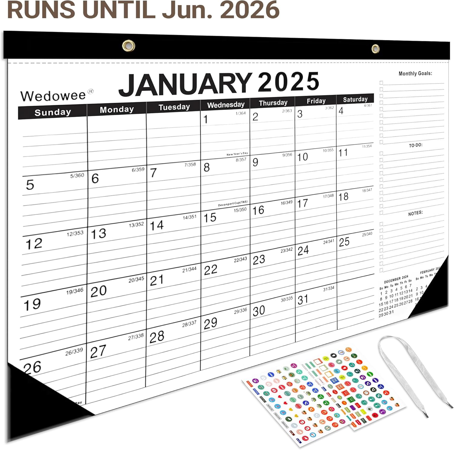Wall Calendar 2025-2026 with Holiday Reminder, 18 Months Desk Calendar Runs from January 2025 to June 2026 - Large Desktop/Wall Monthly Calendar Planner for Home School, or Office Daliy Plan 43 X 30Cm image number 1