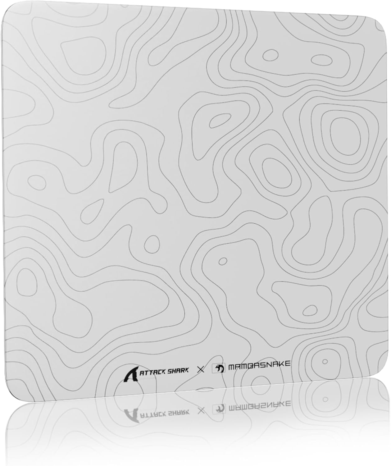 ATTACK SHARK CM05 Large Glass Gaming Mouse Pad - 450X400Mm Nano-Textured Glass for Precision & Speed, Anti-Slip PU Base, 9H Hardness, Smooth & Durable - Suit for Precision Gaming Mice - White Contour