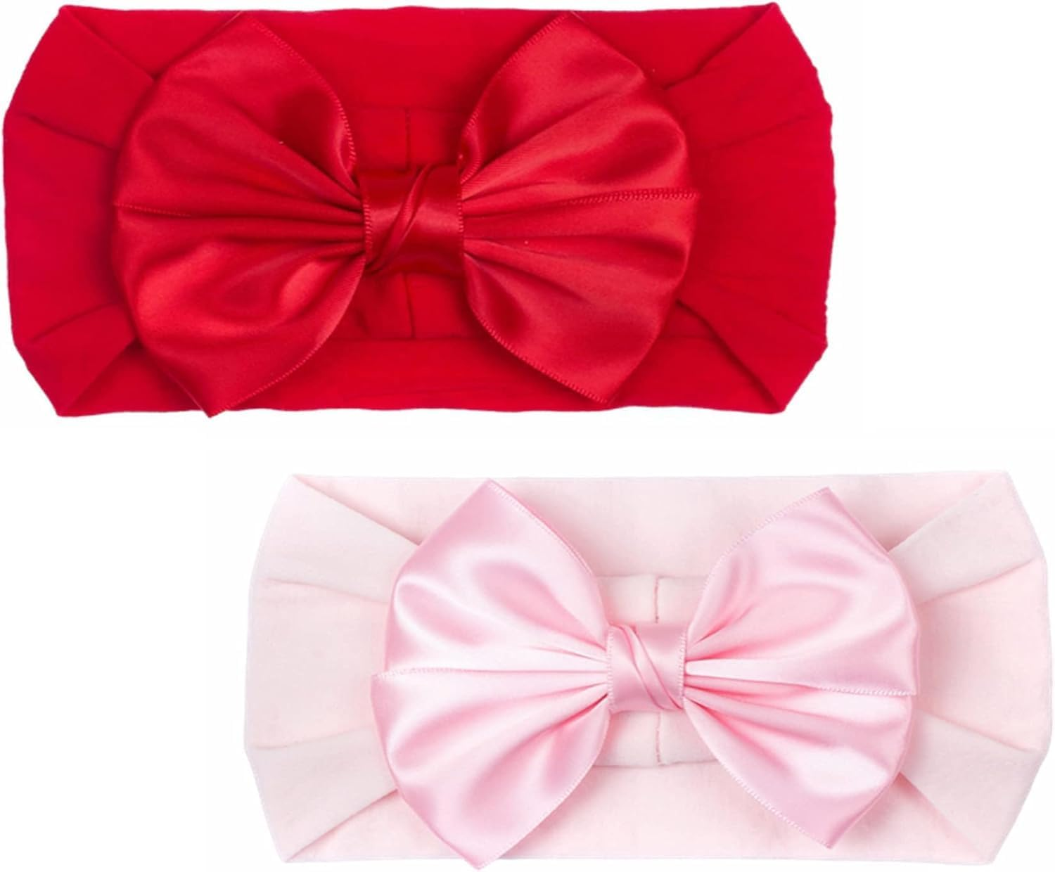Baby Girls Bow Headband Baby Turban Elastic Headwrap for Newborn Infant Toddler Hair Accessories (Red Pink, One Size) image number 1