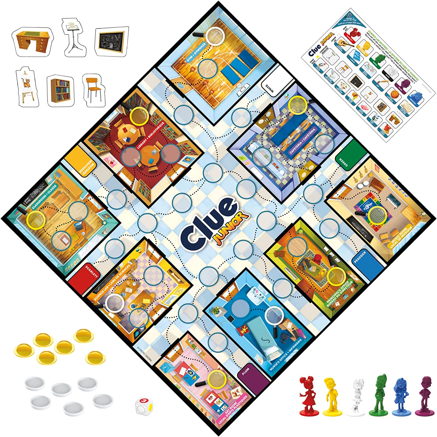 HASBRO GAMING Clue Junior Game, 2-Sided Gameboard, 2 Games in 1, Clue Mystery Game for Younger Kids Ages 4 and Up, Kids Games for 2 to 6 Players, Junior Games image number 3
