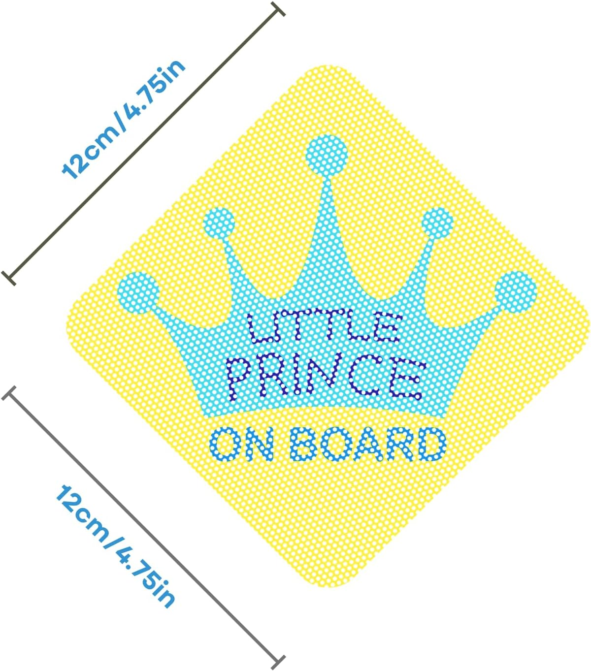 Baby on Board Car Sticker, Little Prince on Board Perforated Car Decal, See-Through Safety Sign, Strong Adhesive, High Visibility Yellow Design, Ideal for Family Vehicles (2-Pack) (Yello/Blue) image number 1