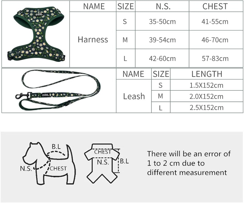 Adjustable Pet Harness and Leash Set&mdash;No-Pull, Lightweight, Breathable, Soft-Padded, Escape-Proof Comfortable for Puppies,Small Dogs,Cats,All Fur Animals. Leash for Easy Walks (Small, Floral) image number 6