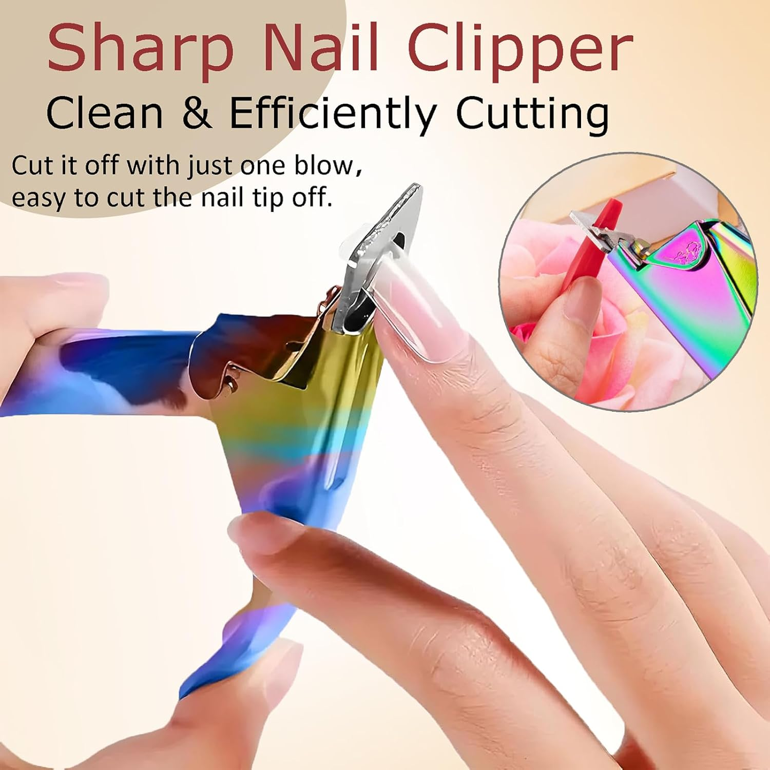 Rainbow Stainless Steel Nail Clippers for Acrylic Nails - Professional Cutter Trimmer Tool for Salon & Home Manicure - Adjustable & Durable - Enhance Your Nail Art Experience!