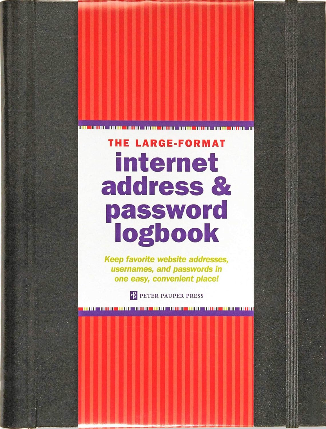 Large-Format Internet Address & Password Logbook (Removable Cover Band for Security) image number 1