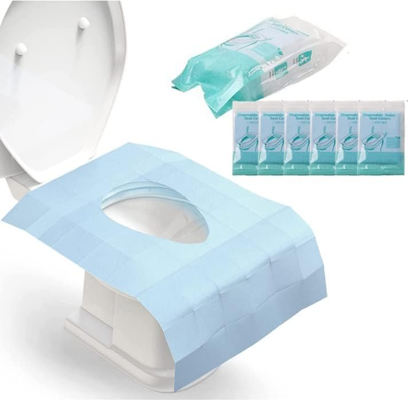 Toilet Seat Covers Portable Non-Woven Toilet Seat Pads, 50 Pcs, Individual Package, Travel Friendly (50, BL) image number 3