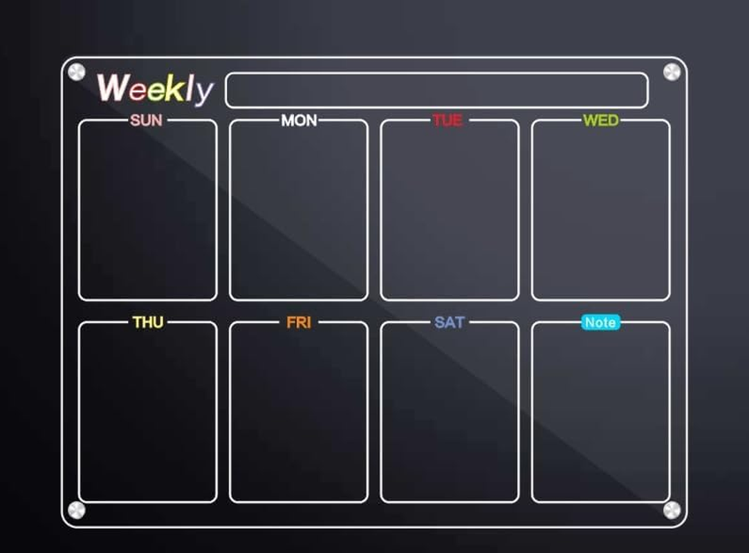 Monthly & Weekly Magnetic Fridge Calendar - 40 * 30 Vertical Organizer - Clear Acrylic Fridge Magnet. a Set of Family Planners with 6 Markers & Fridge Dry Erase Board Organiser. image number 1