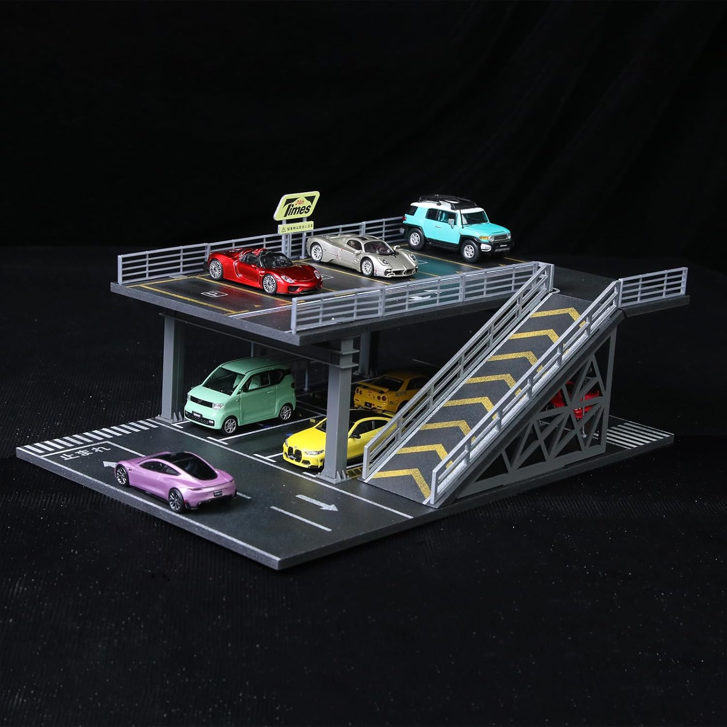 Hot Diecast Wheels Display Case - 1/64 Scale Die-Cast Model Car Organizer, Hot Diecast Wheels Parking Garage Dioramas with 15 Parking Spaces(Mesh Railing) image number 4