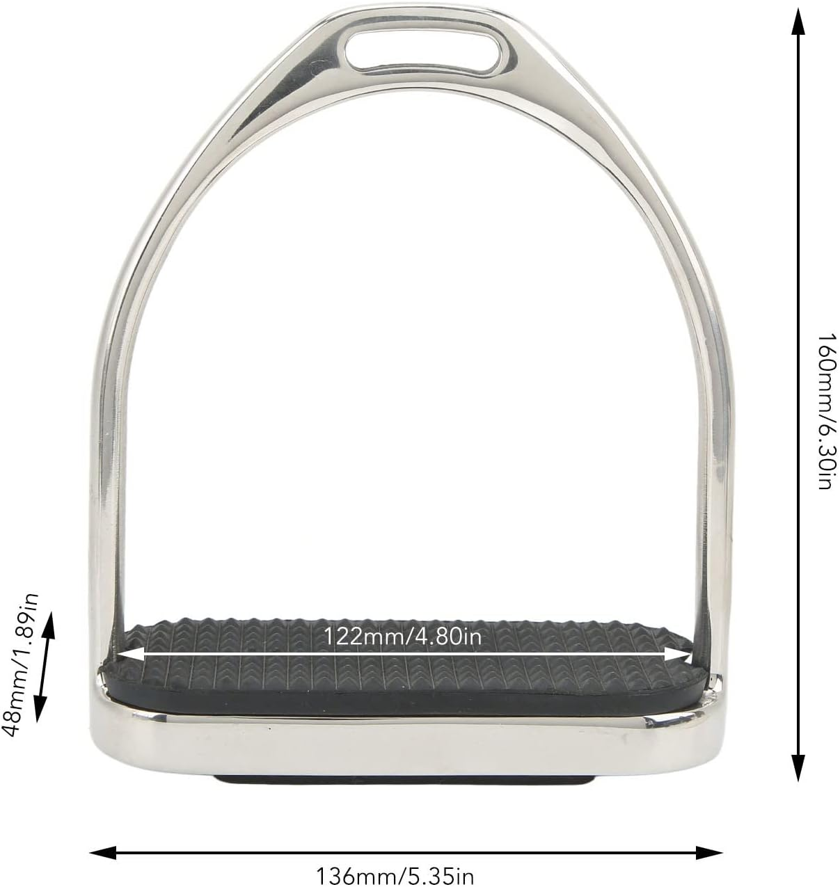 Horse Riding Stirrups, 1 Pair Stainless Steel English Riding Protection Stirrups with anti Skid Horse Pedal for Saddle, Multipurpose Horse Riding Safety Stirrups Equestrian Saddles Accessories image number 2