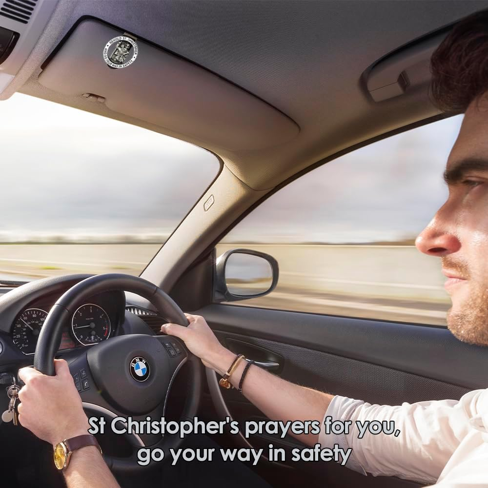 St Christopher Medal for Car,Car Visor Clip,St Christopher Visor Clip,New Driver Gift,Men Car Accessories Interior,New Car Accessories for Teens,New Car Gifts,Driving Gifts for Family,Friends image number 3