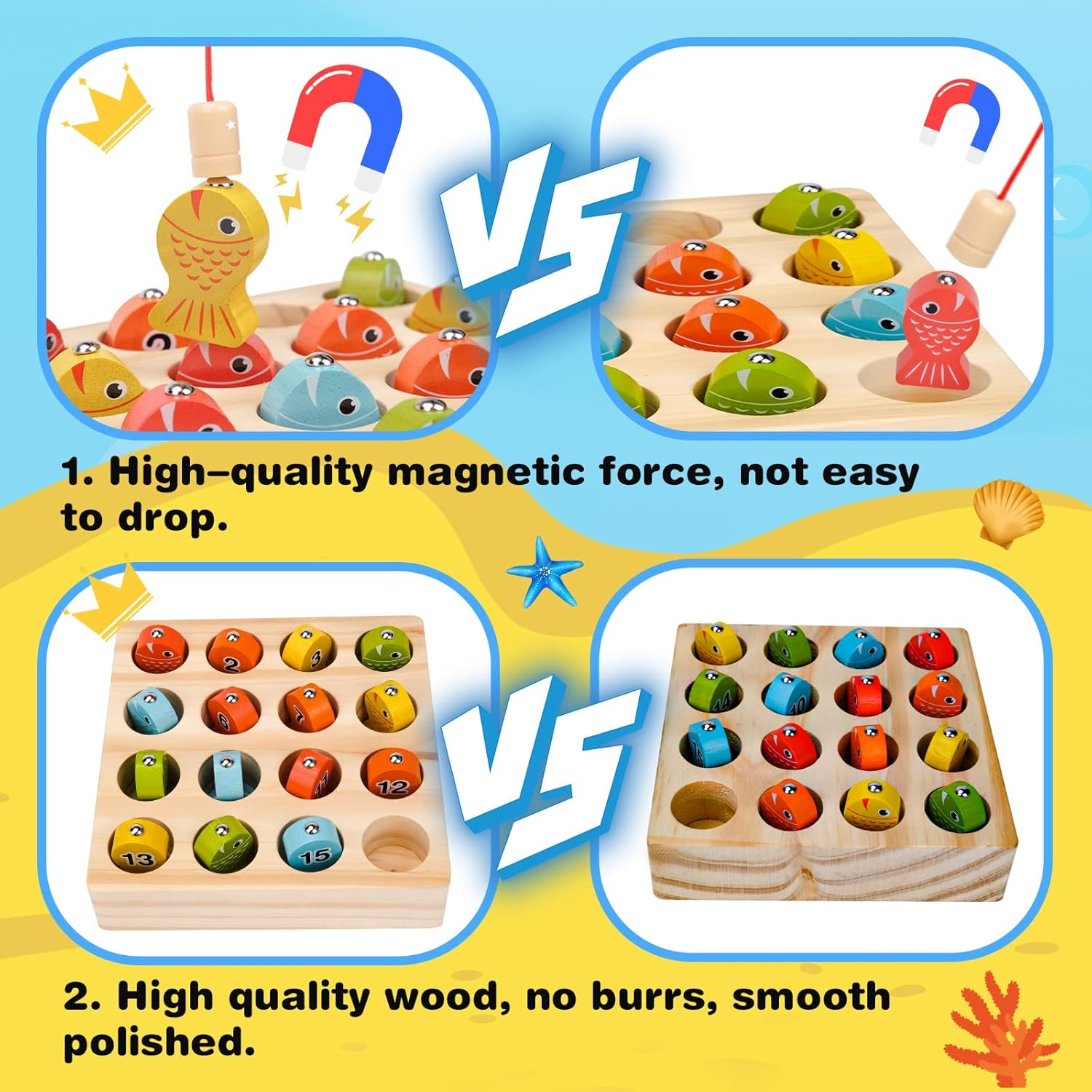 Montessori Toys for Toddlers Age 2-3-4, Learning & Education Toys for 3-4 Year Old Boy Kids Busy Board Games 2+ 3+ Year Old Girl Gifts Wooden Magnetic Fishing Game Birthday Presents Sorting Puzzle image number 6
