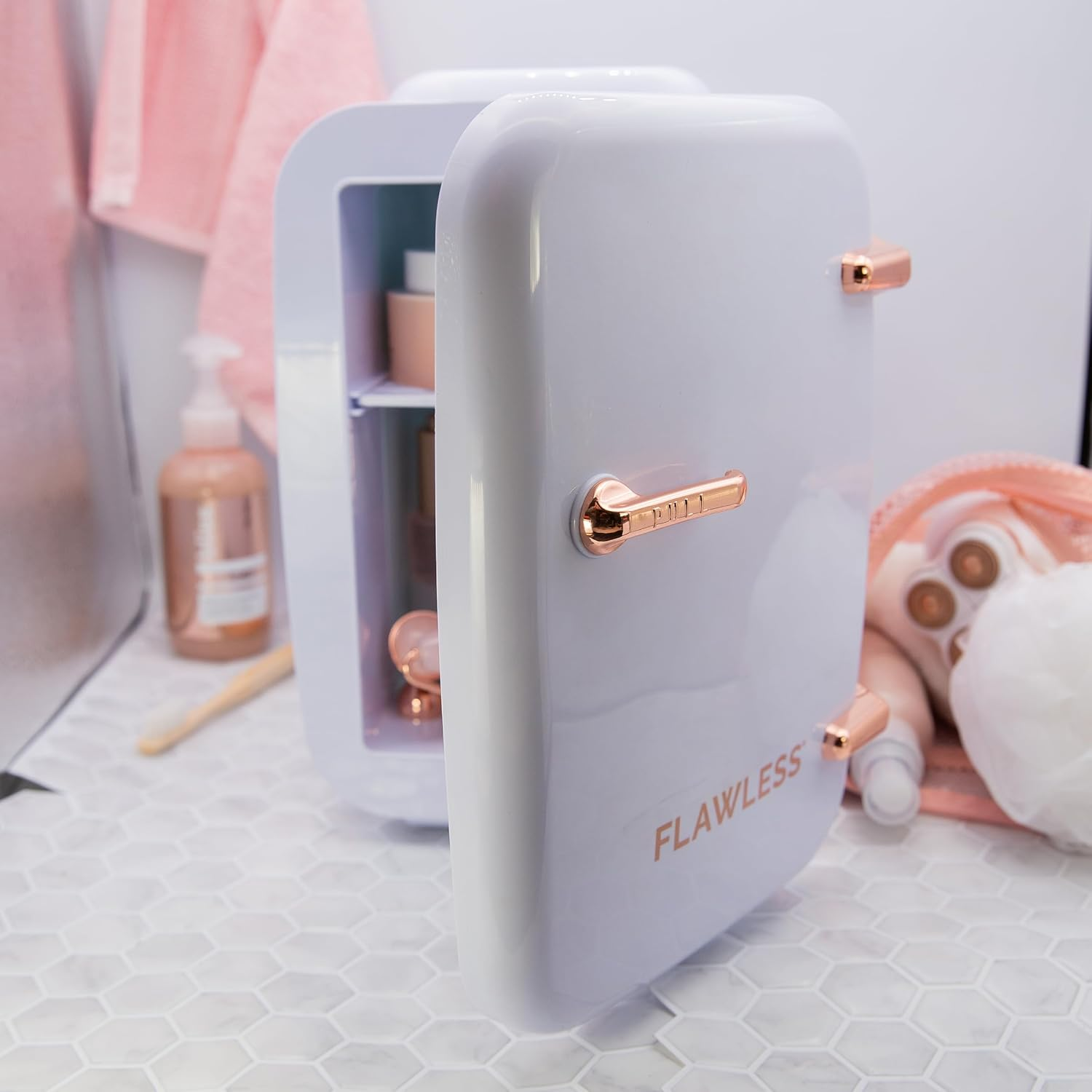 Finishing Touch Flawless Beauty Fridge - Mini Design - Preserves & Cools Your Beauty Products - 173Cm Power Cord & Stickers Included - Ideal for Cooling Creams, Facial Rollers & Organic Products image number 2