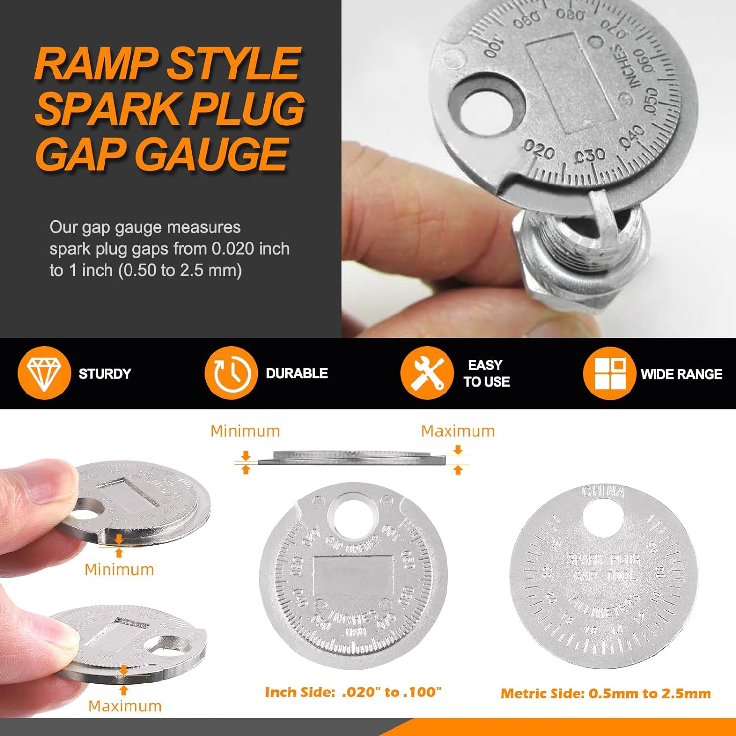 4Pcs Professional T-Handle Spark Plug Socket Wrench with 16Mm(5/8") 21Mm(13/16") Spark Plug Socket and Spark Plug Gap Gauge, Universal Joint Spark Plug Removal Tool Set for Lawn Mower Vehicle image number 4