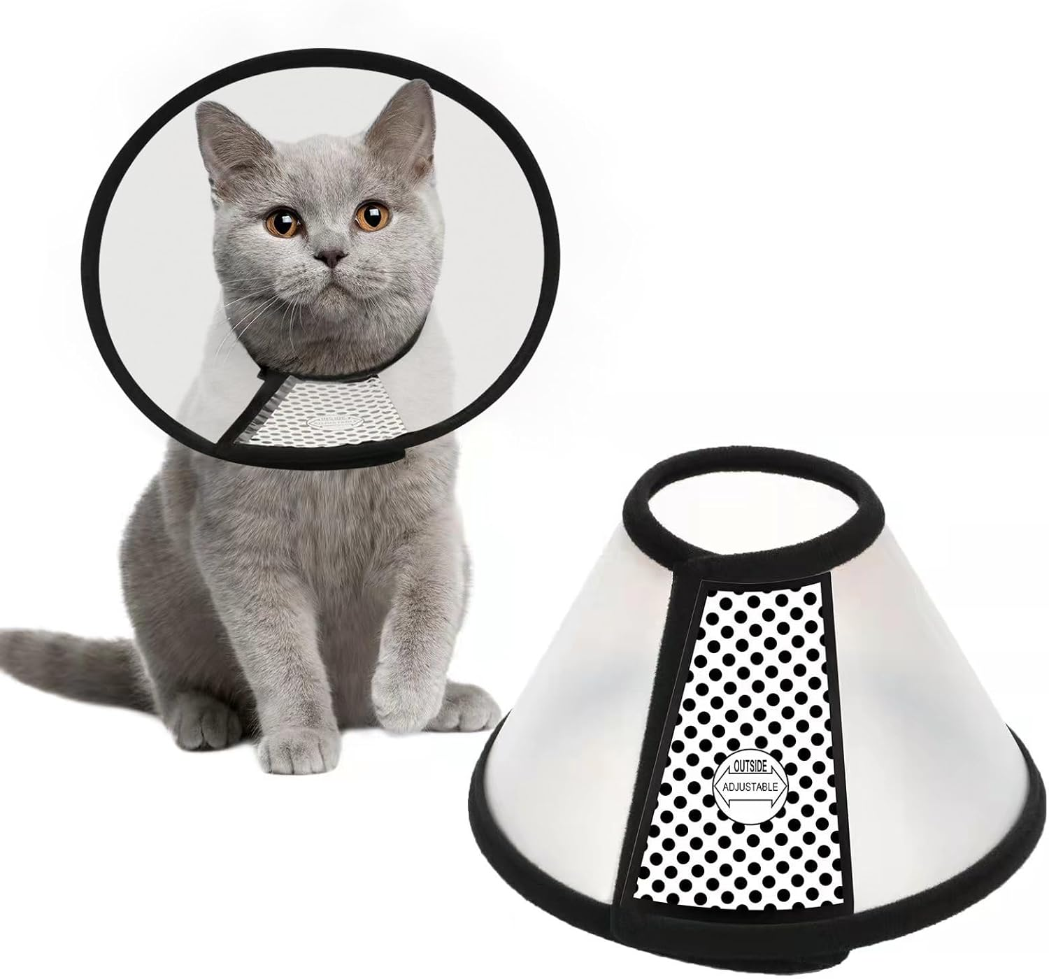 Depets Adjustable Recovery Pet Cone E-Collar for Cats Puppy Rabbit, Plastic Elizabeth Protective Collar Wound Healing Practical Neck Cover, Neck Girth 8.1 In image number 1