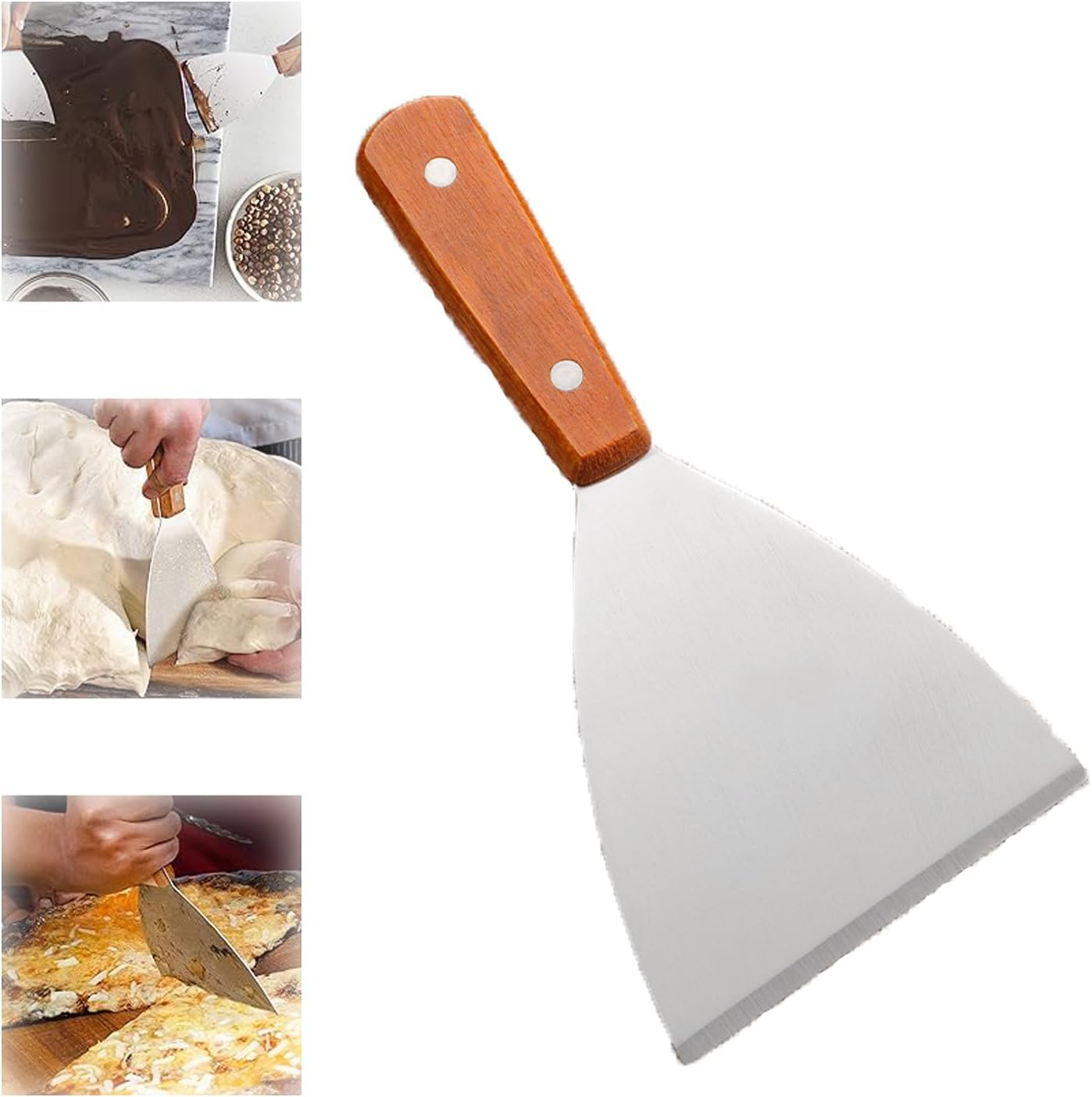 2Pcsstainless Steel Grill Scraper Tool, Suitable for Flat Top Teppanyaki Barbecue, Multifunctional Scraper, Suitable for Home Baking and Cooking of Pancakes, Pizzas, Beveled Edges image number 2