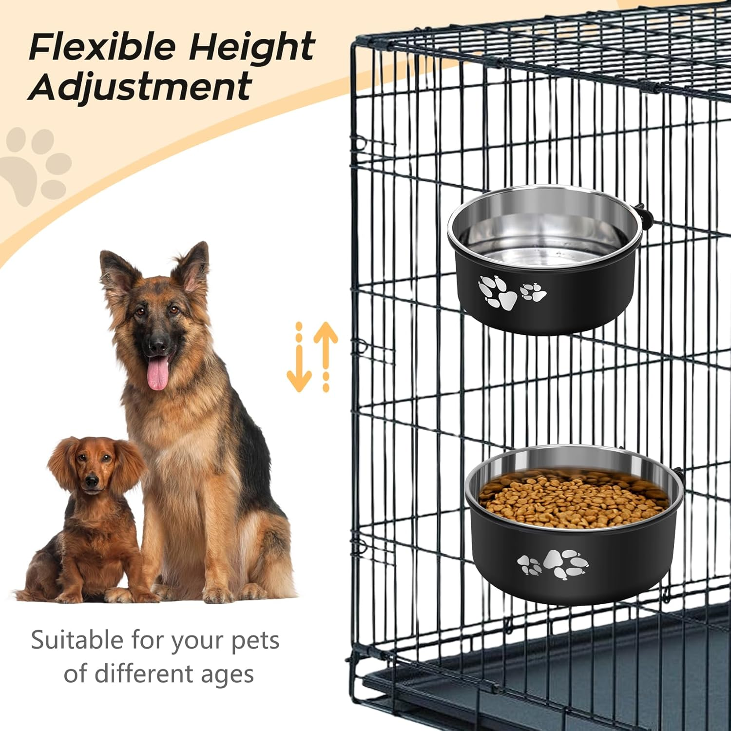 Dog Crate Water Bowl No Spill,2 Pack Stainless Steel Water Bowl for Dog Crate,Hanging Dog Bowls for Kennel Crate Cage Medium Large Dogs Cats image number 4