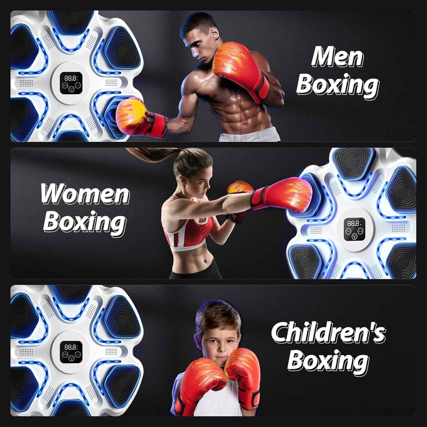 Music Boxing Machine, Boxing Machine Wall Mounted Music with Gloves, Electronic Boxing Target for Adults, Smart Boxing Training Equipment, Boxing Machine for Home and Gym image number 5