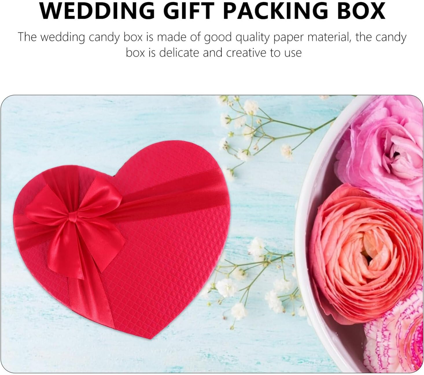 PACKOVE Heart Shape Packaging Boxes Red Heart Flower Box Heart Candy Box Heart Present Box Valentines Boxes Present Wrapping image number 2