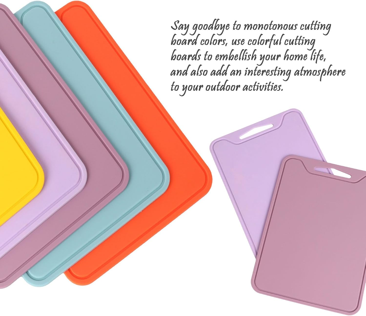 Thick Silicone Cutting Board, Dual-Sided, Non-Slip, Juice Groove, Foldable, 11.65In * 8.58In, Yellow, Orange, Lavender, Purple, Blue image number 1