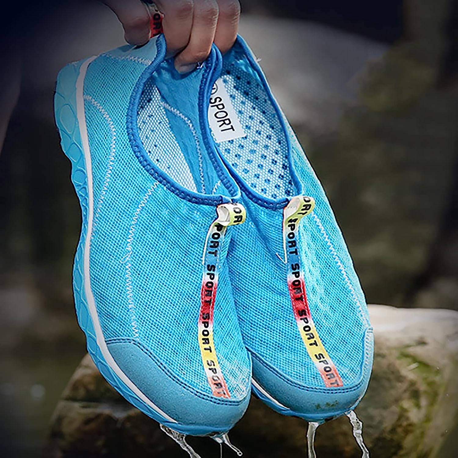 OYUEGE Womens Quick Drying Water Shoes for Beach Water Sports Light Soft Nonslip Walking Beach Running Shoes (Grey 27.0 Cm) image number 5