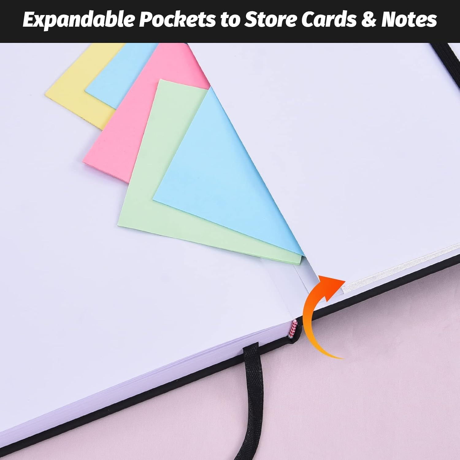 A5 Hardcover Notebook, Lined Journal with 200 Pages, Soft-Touch Faux Leather Cover with Elastic Closure, Ribbon & Pocket - Perfect for Work, Office & Notes (Black - 1 Pack)