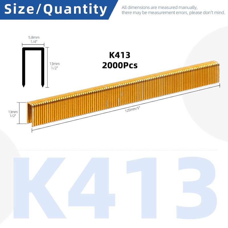 Glarks 2000Pcs 18 Gauge Narrow Crown Staples, 1/2 Inch Galvanized Crown Narrow Staples Assortment Kit for Electric Stapler, Pneumatic, DIY Home Improvement (Gold) image number 4