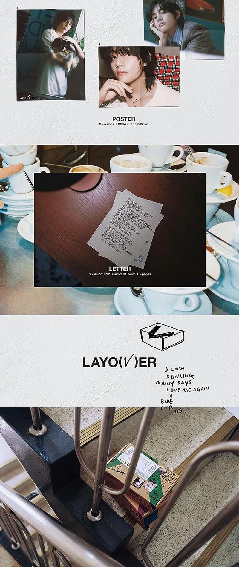 BTS V Layover 1St Solo Album Standard Random Version Outbox+Cd+124P Photobook A+20P Photobook B+12P Lyric Book+2P Postcard+5P Photocard+100P Checklist+2P Letter+Tracking Sealed image number 2
