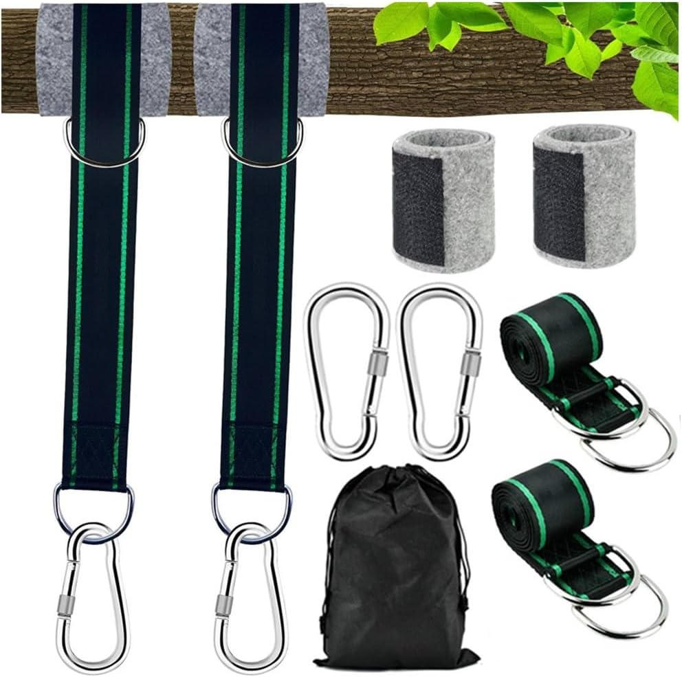 Tree Swing Hanging Straps,Granmagazz Safe Tree Swing Hanging Straps Kit, 1.5M/5Ft Hammock Tree Straps Kit with 2 Sturdy Lock Carabiners & 2 Tree Protectors for Swings and Hammocks