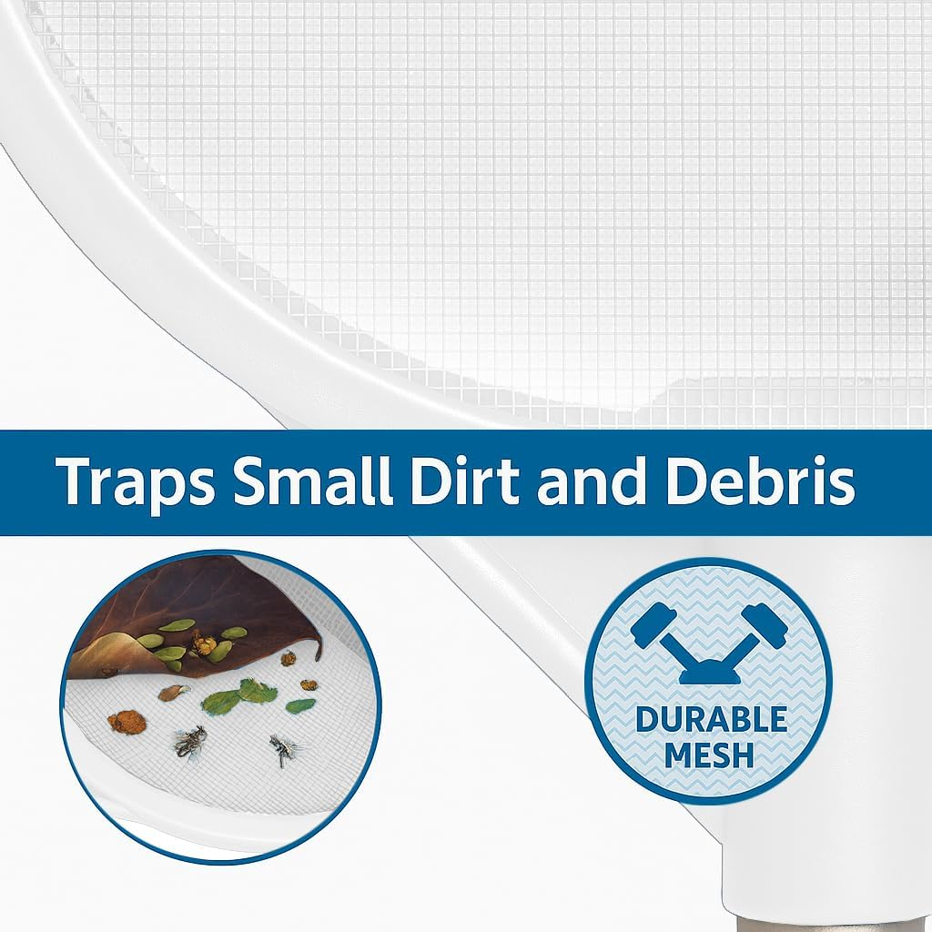 JED Pool Tools 40-376F Fine Mesh Pool and Spa Leaf Skimmer with Handle, White